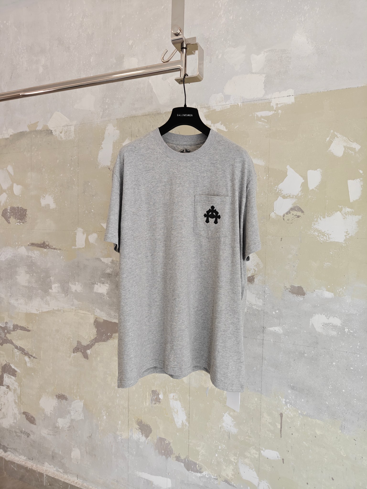 Chrome Hearts CH 克罗心 花纱竹节棉拼皮短袖