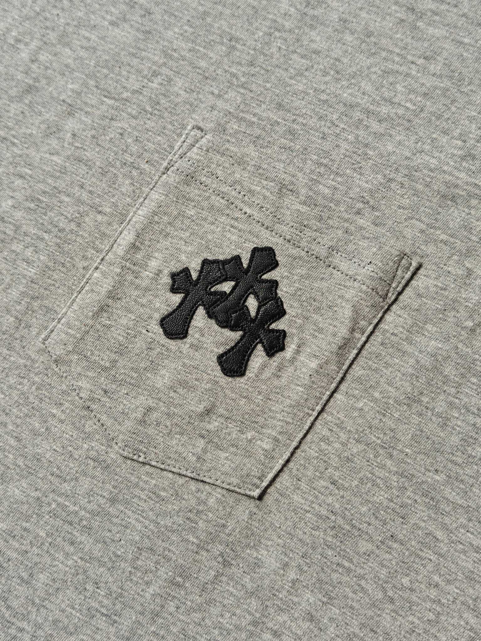 Chrome Hearts CH 克罗心 花纱竹节棉拼皮短袖