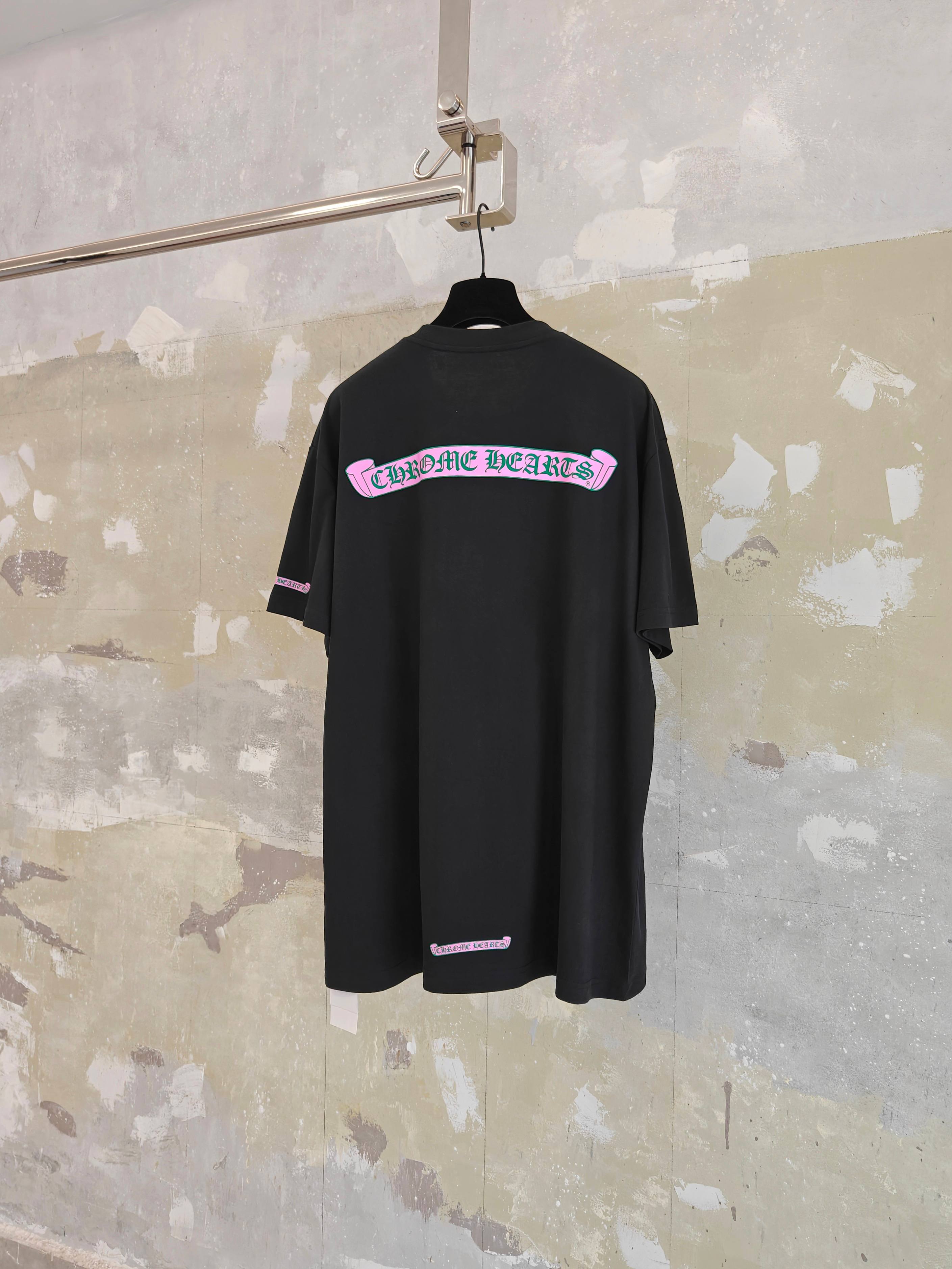 Chrome Hearts CH 克罗心 卷轴 粉绿卷轴印花短袖