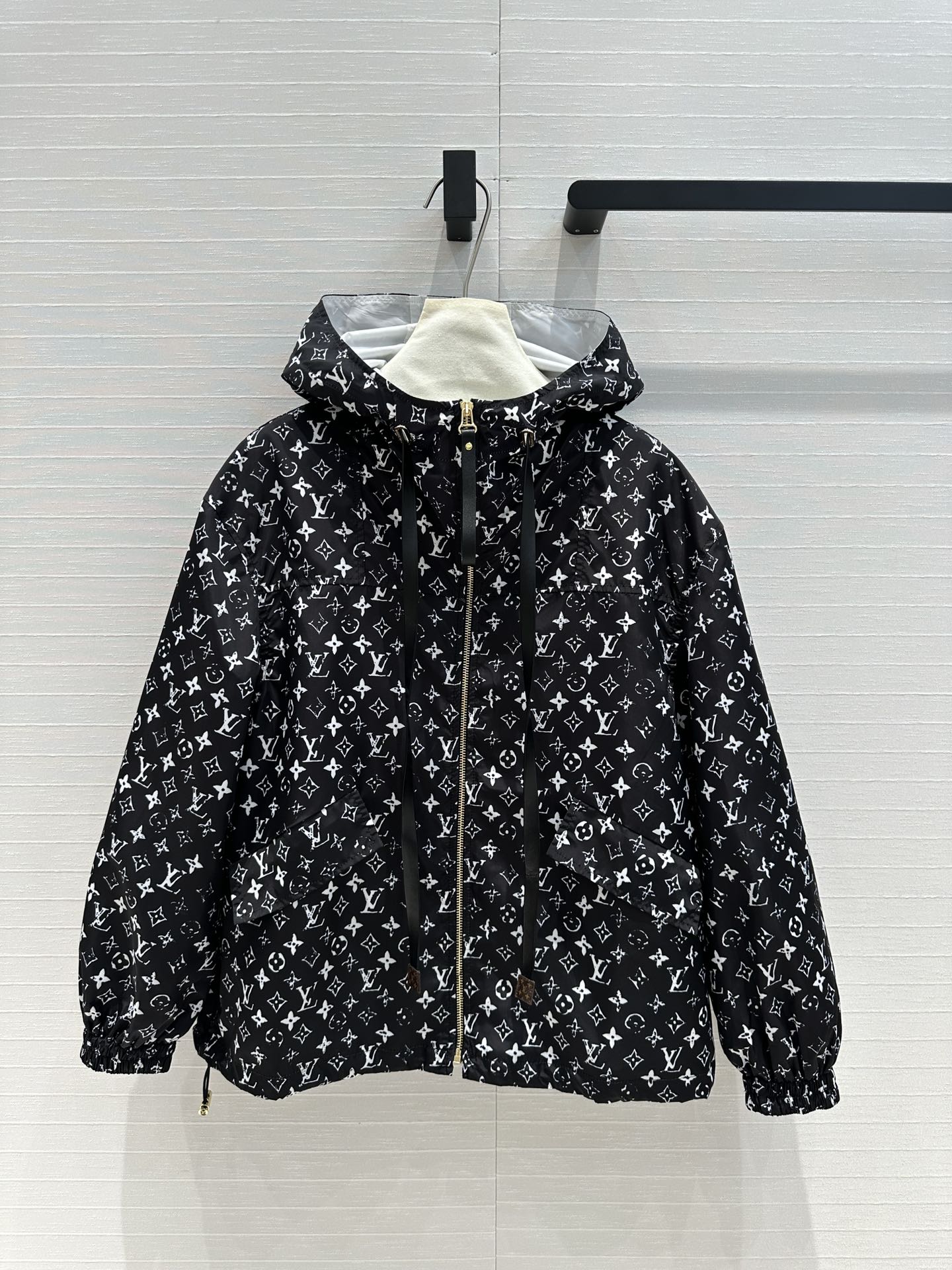 Louis Vuitton Coats & Jackets Sun Protection Clothing Black White Printing Hooded Top