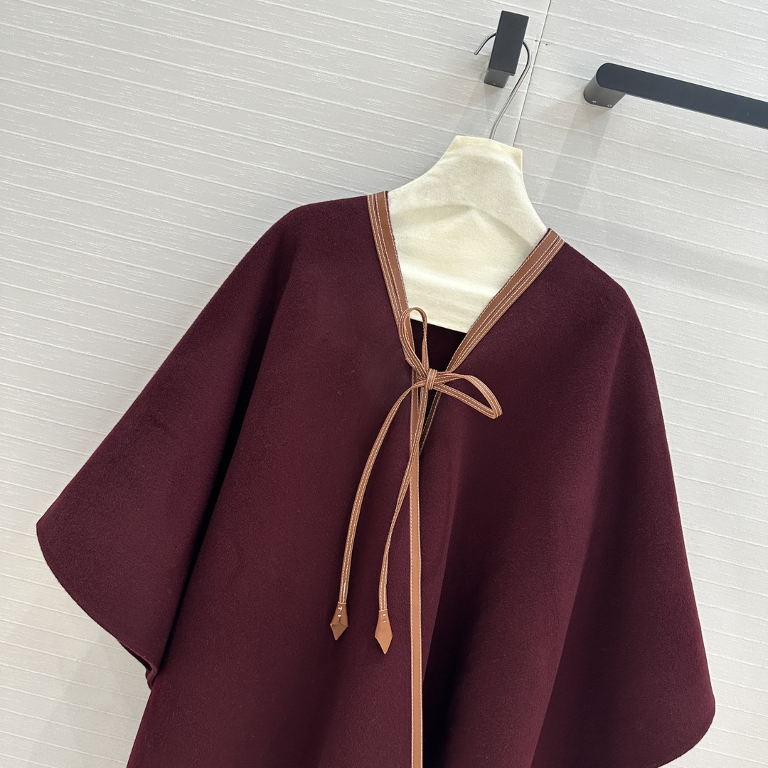 独家首发❤️高端品质！Loro Piana高奢老钱风！重工真皮包边工艺羊绒披肩大围巾斗篷！进口100%绵