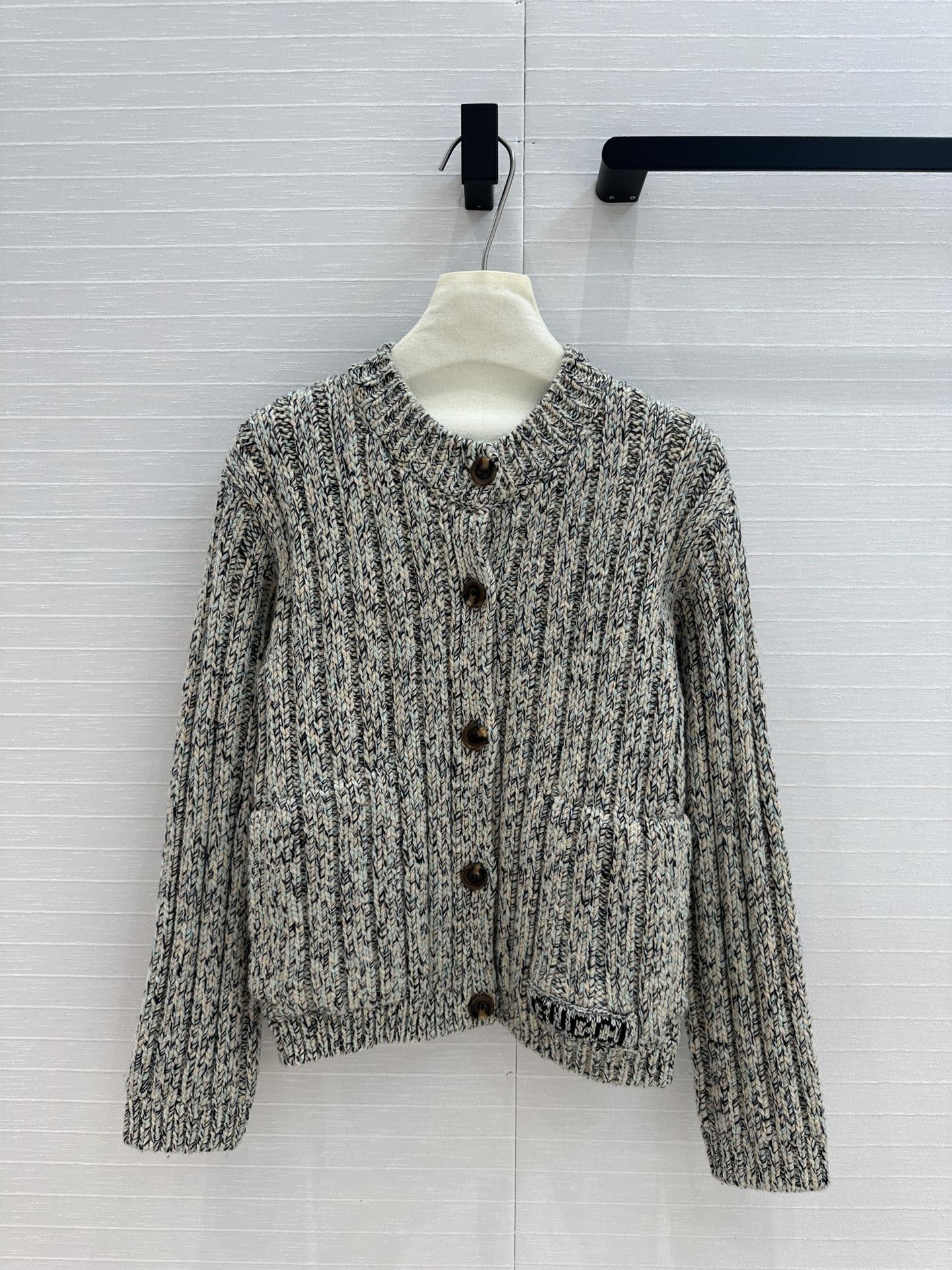 Gucci Abbigliamento Cardigan Verde Grigio Bianco Lavorazione a maglia Lana Collezione Autunno/Inverno Vintage