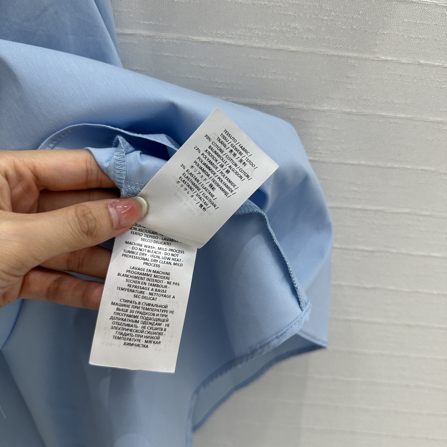 New Sky-Blue Shirt Dress with Badge Embroidery – Unique Style and Quality Details - 图片 8