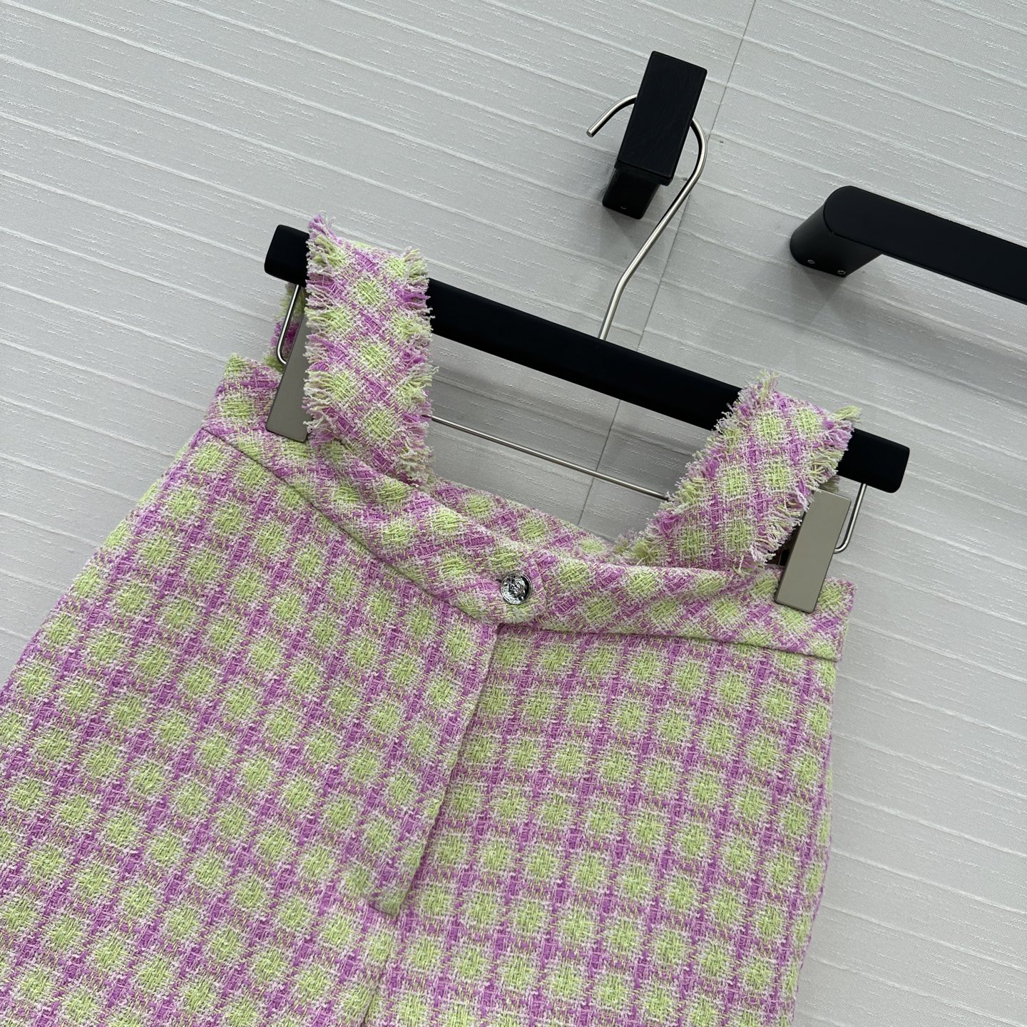 独家首发🍒原单品质Chane*25s新品！白富美必入tweed背带小短裤，气质粉嫩绿系格纹软花呢格上身超