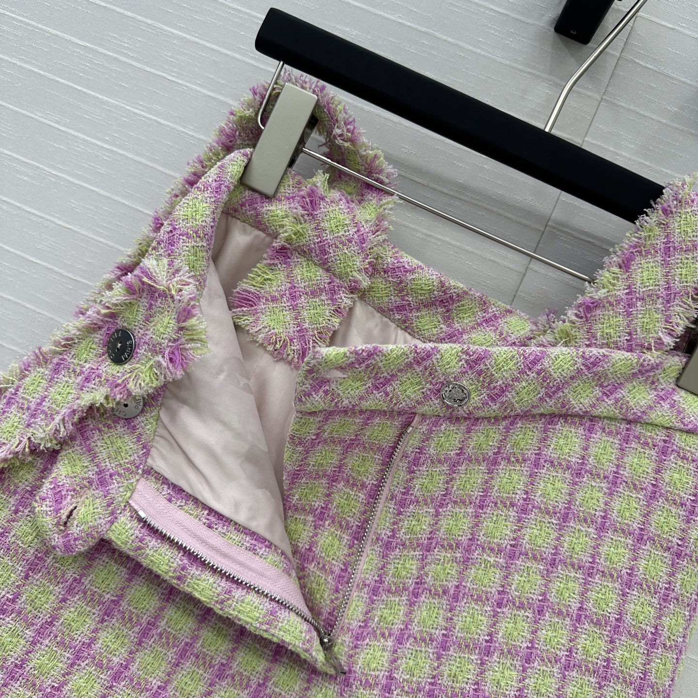 独家首发🍒原单品质Chane*25s新品！白富美必入tweed背带小短裤，气质粉嫩绿系格纹软花呢格上身超