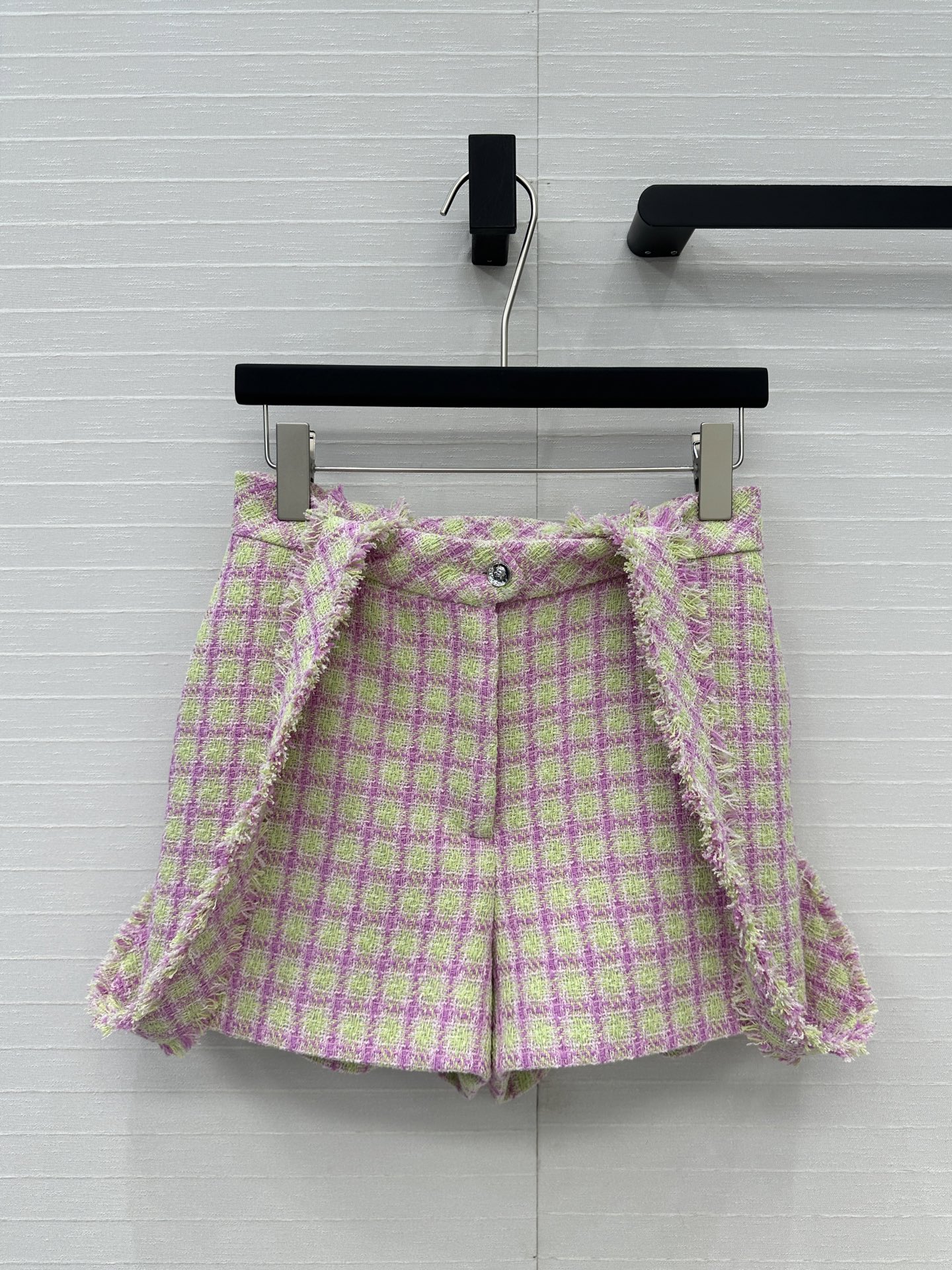 独家首发🍒原单品质Chane*25s新品！白富美必入tweed背带小短裤，气质粉嫩绿系格纹软花呢格上身超