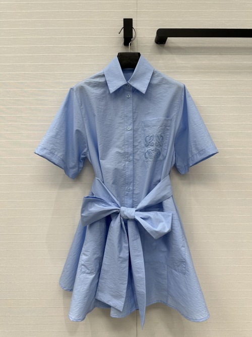 Loewe Paula's Ibiza Light Blue Cotton Shirt Dress with Belt, Size S 1 Loewe Paula's Ibiza Light Blue Cotton Shirt Dress with Belt, Size S