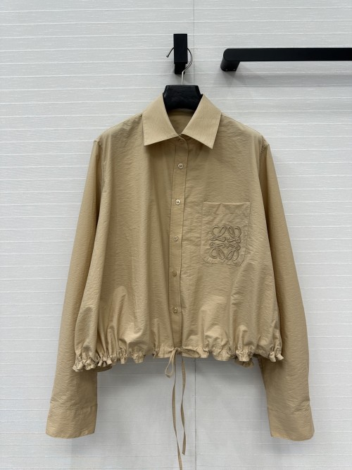 Loewe Paula's Ibiza Cotton Poplin Shirt with Logo Embroidery and Drawstring Hem 1 Loewe Paula's Ibiza Cotton Poplin Shirt with Logo Embroidery and Drawstring Hem