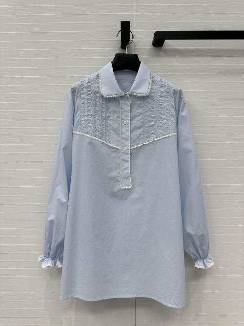 Elegant Lace Trimmed Long Sleeve Shirt Dress - Spring/Summer Collection 1 Elegant Lace Trimmed Long Sleeve Shirt Dress - Spring/Summer Collection