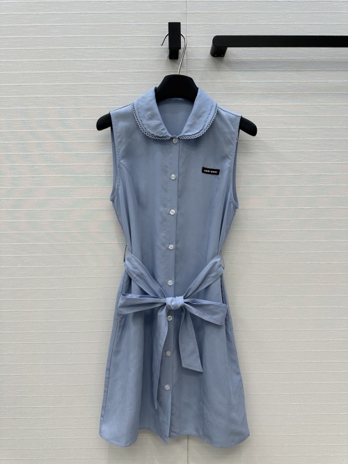 Miu-Inspired Sleeveless Mini Dress with Lace Collar and Tie Waist 1 Miu-Inspired Sleeveless Mini Dress with Lace Collar and Tie Waist