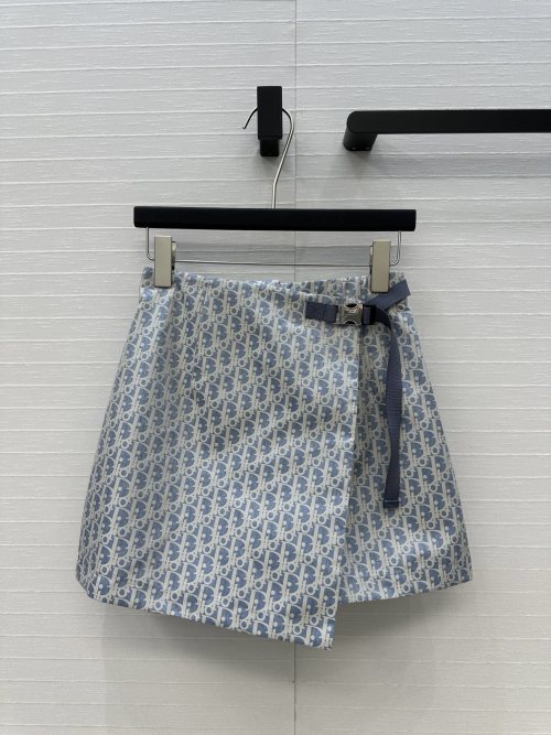 Miss Dior Blue Oblique Jacquard Mini Skirt with Buckle Detail - Chic & Trendy 1 Miss Dior Blue Oblique Jacquard Mini Skirt with Buckle Detail - Chic & Trendy