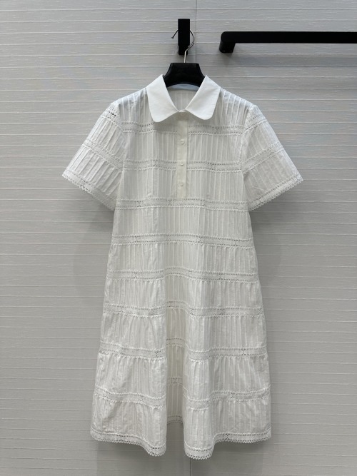 Elegant White Embroidered A-Line Dress with Peter Pan Collar and Lace Details 1 Elegant White Embroidered A-Line Dress with Peter Pan Collar and Lace Details