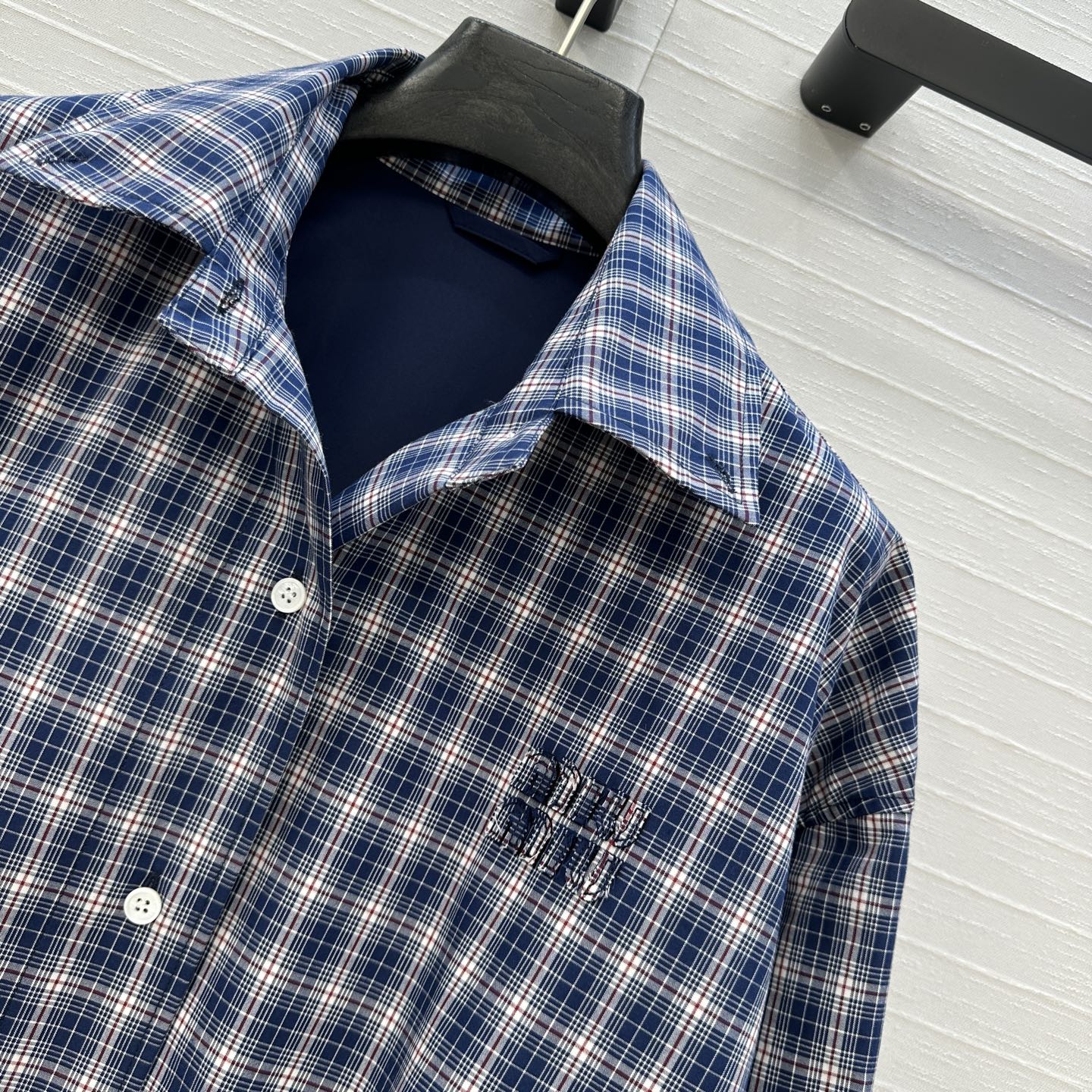 独家首发❤️ 原单品质🌸miu系少女穿搭！L’Été系列蓝调格纹衬式夹克廓形外套！定位刺绣字母logo点