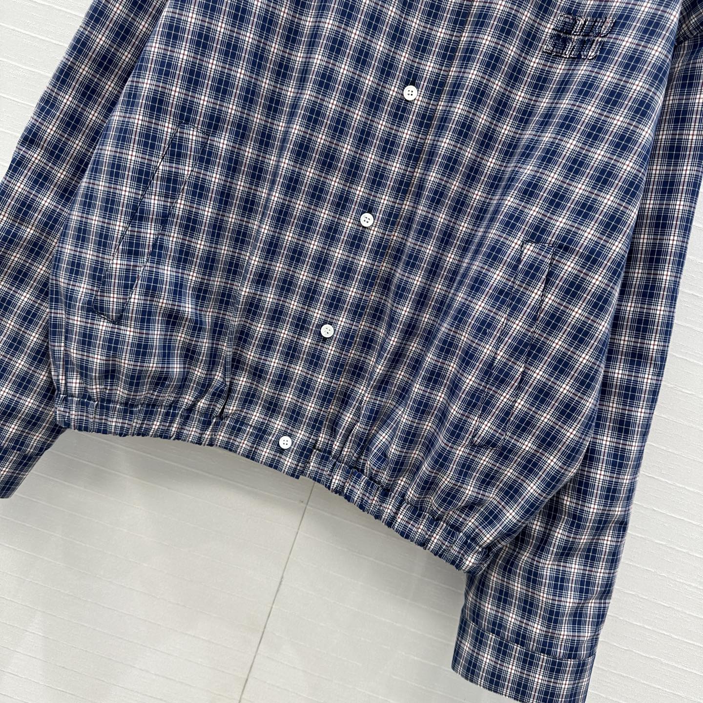 独家首发❤️ 原单品质🌸miu系少女穿搭！L’Été系列蓝调格纹衬式夹克廓形外套！定位刺绣字母logo点