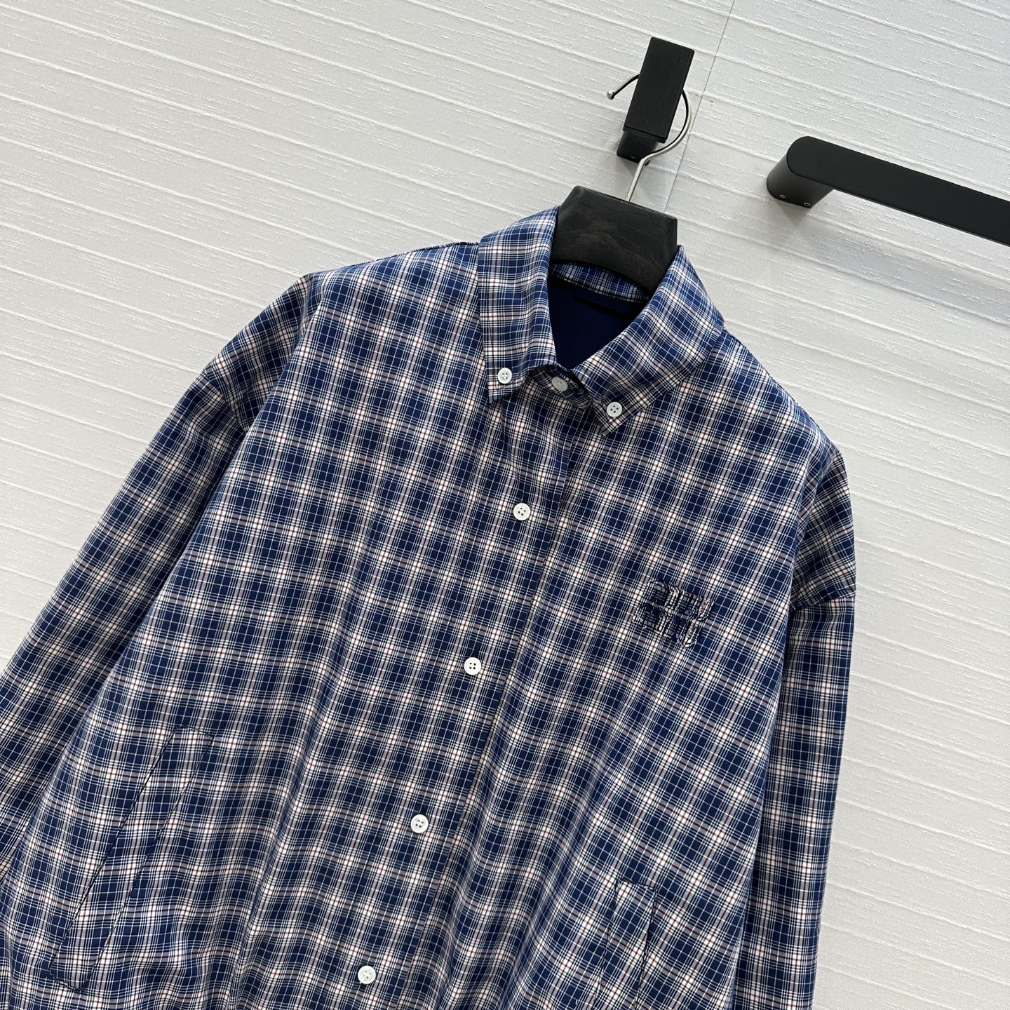 独家首发❤️ 原单品质🌸miu系少女穿搭！L’Été系列蓝调格纹衬式夹克廓形外套！定位刺绣字母logo点