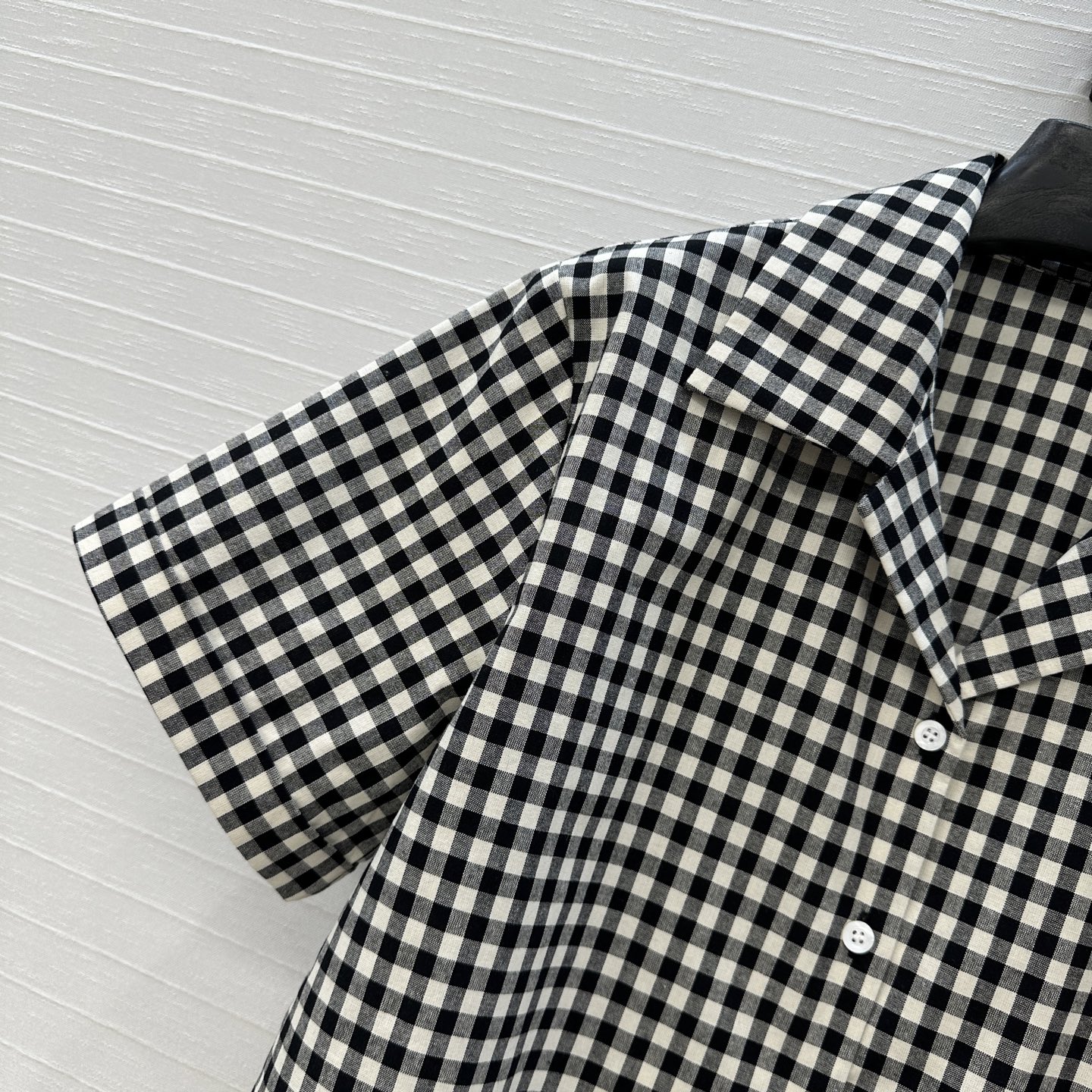 独家首发❤️原单品质，miu系少女系穿搭！知识分子风黑白小格子短袖衬衫！定制进口纯棉色织面料，经典H版型