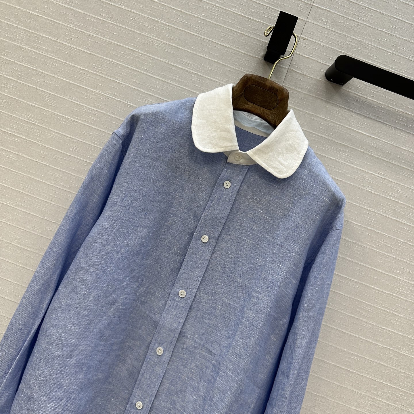 独家首发📍高端原单品质25ss早春新品！Loro piana老钱风蓝白拼色衬衫！100%亚麻融入混色纱线