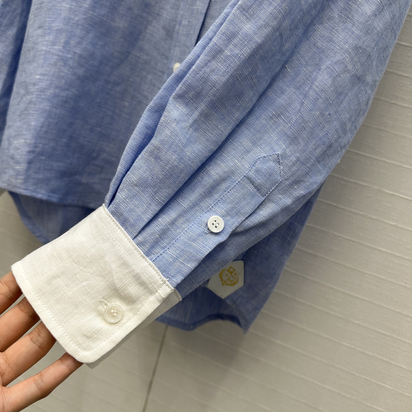 独家首发📍高端原单品质25ss早春新品！Loro piana老钱风蓝白拼色衬衫！100%亚麻融入混色纱线