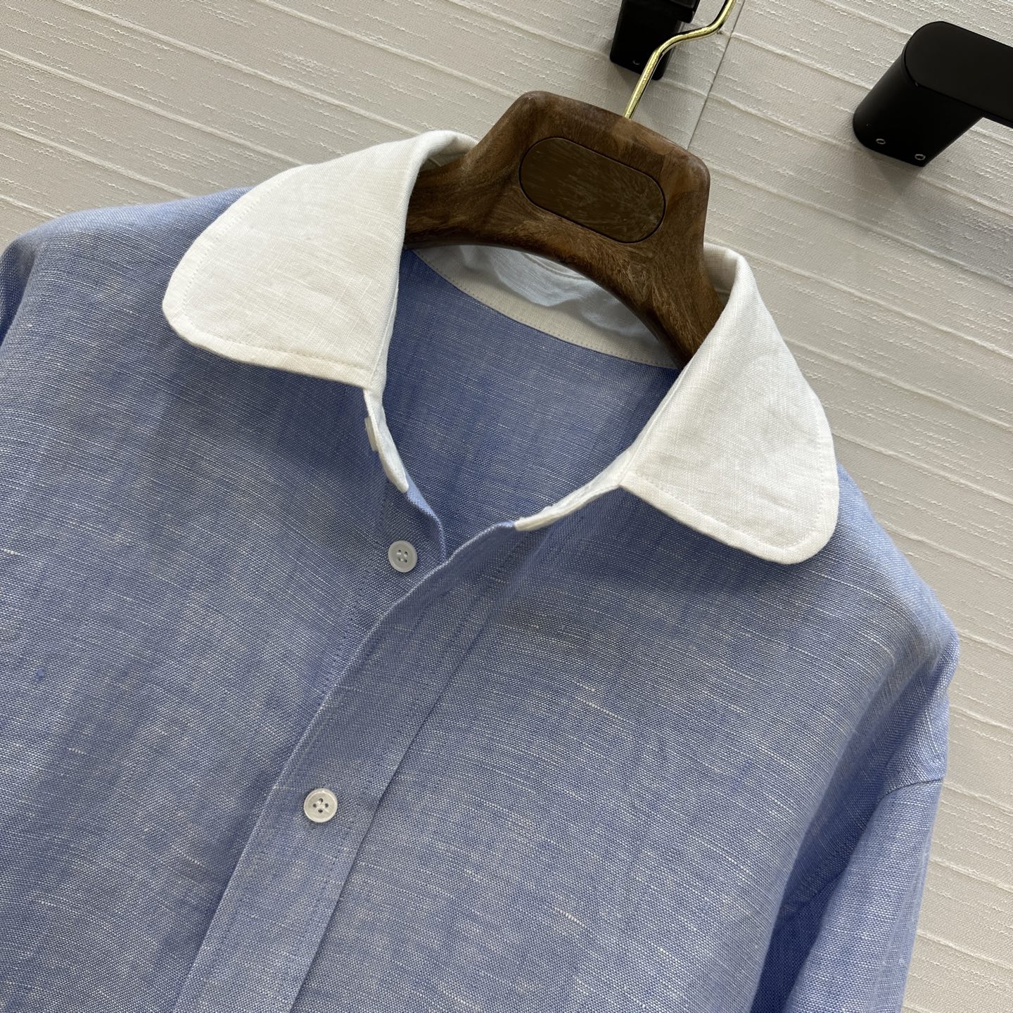 独家首发📍高端原单品质25ss早春新品！Loro piana老钱风蓝白拼色衬衫！100%亚麻融入混色纱线