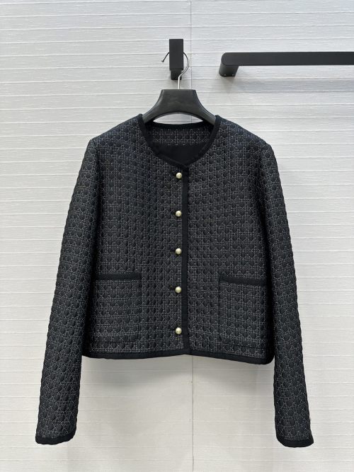 Dior Black & Gold Cannage Jacket - Elegant Tweed Blazer with Pearl Buttons 1 Dior Black & Gold Cannage Jacket - Elegant Tweed Blazer with Pearl Buttons