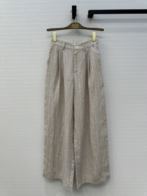Striped High Waist Wide Leg Linen Pants, Casual Loose Fit Trousers 1 Striped High Waist Wide Leg Linen Pants, Casual Loose Fit Trousers