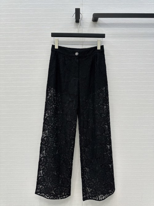 Elegant Lace Straight-Leg Pants - French Style, High-Waisted, and Comfortable 1 Elegant Lace Straight-Leg Pants - French Style, High-Waisted, and Comfortable