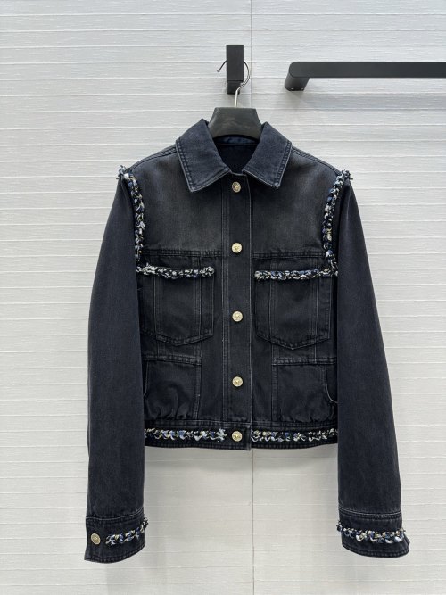 Coco Girl Denim Jacket - Hand-Woven Trim, Vintage Wash, Slim Fit 1 Coco Girl Denim Jacket - Hand-Woven Trim, Vintage Wash, Slim Fit
