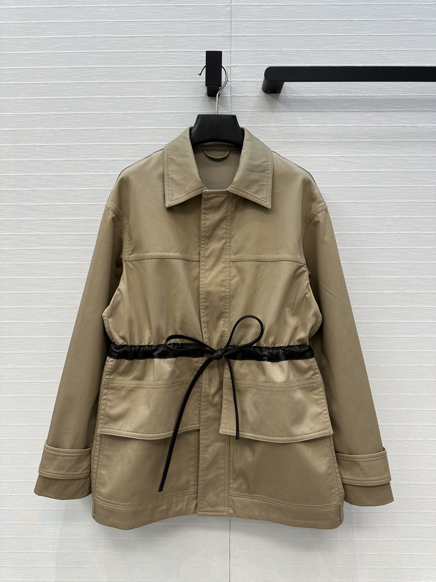 High-End Female Suit with Leather Details and Cotton Fabric, Sizes 2-36