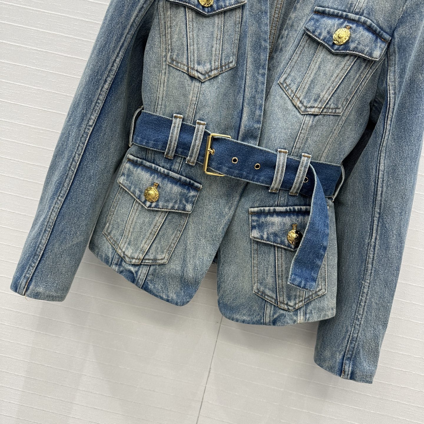 Stylish V-Laced Blue Cowboy Coat for Women: P840 Original Suit Review - 图片 5