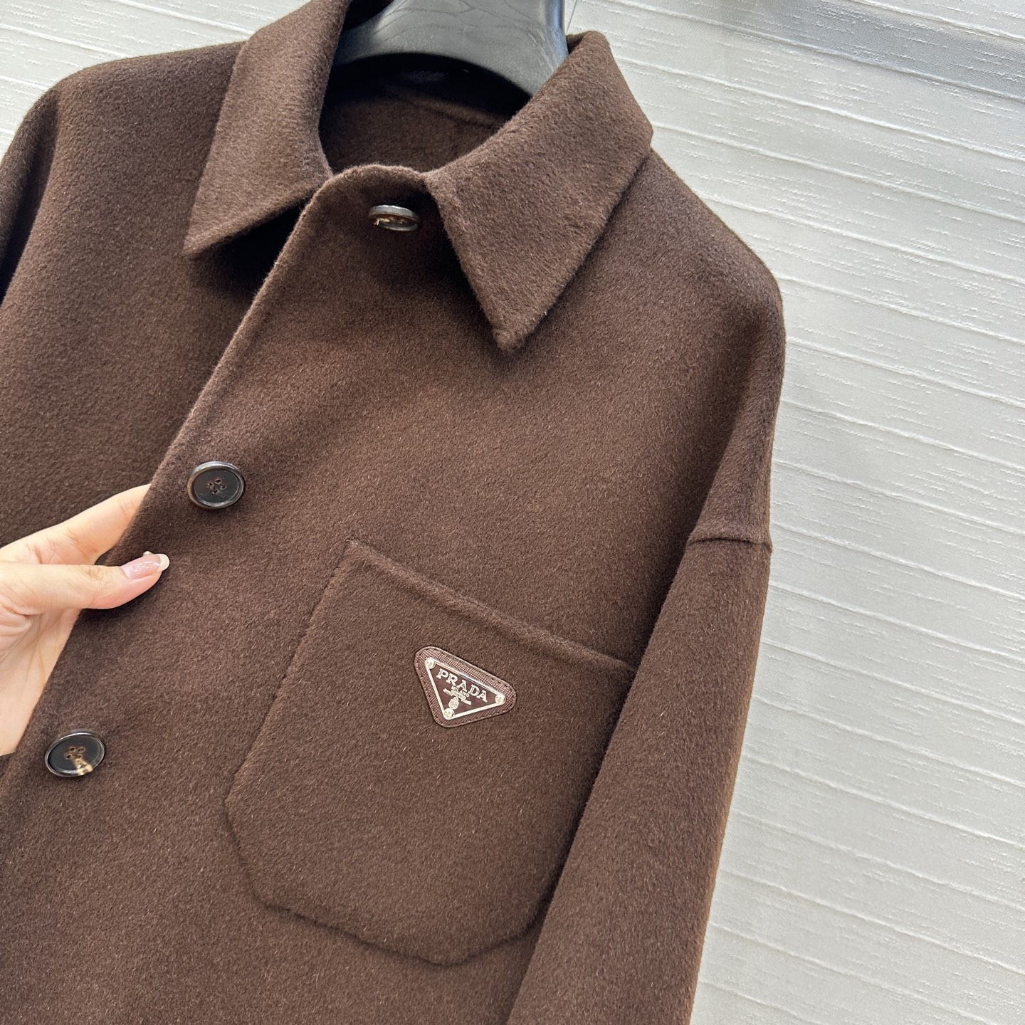 独家首发❤️高端原单品质！PR早秋新品 三角标大衣外套！时髦精必入叠搭神器！纯手工制作双面尼羊绒大衣！气
