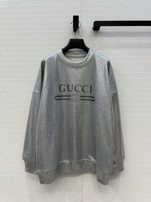 Gucci Starry Sky Silver Crew Neck Sweatshirt Classic Logo Printed Pattern 1 Gucci Starry Sky Silver Crew Neck Sweatshirt Classic Logo Printed Pattern