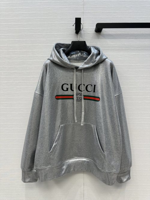 Gucci Starry Sky Silver Hoodie, Classic Logo Print, Loose Fit, Unisex Style 1 Gucci Starry Sky Silver Hoodie, Classic Logo Print, Loose Fit, Unisex Style