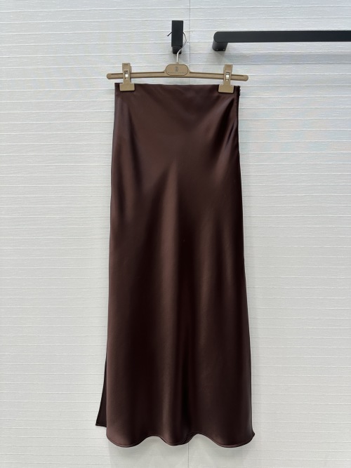 Elegant Women's Silk Blend Midi Skirt with High Waist and Side Slits 1 Elegant Women's Silk Blend Midi Skirt with High Waist and Side Slits