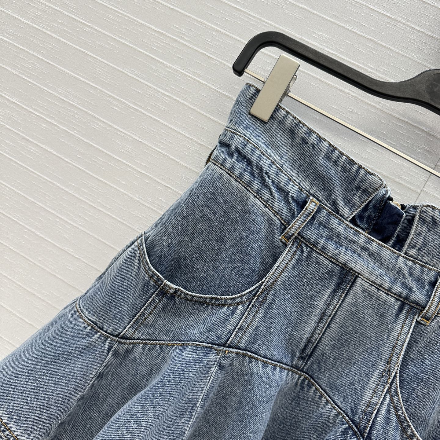 Denim Ruffle Mini Skirt, High Waist A-Line Flared Skirt for Women 4 i1756406985454 9463 0 2