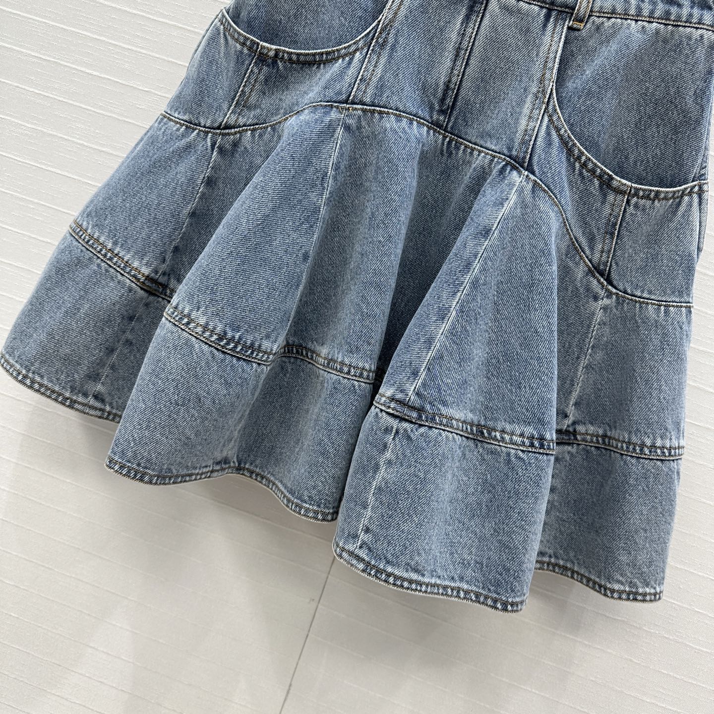Denim Ruffle Mini Skirt, High Waist A-Line Flared Skirt for Women 7 i1756406987005 9232 0 5