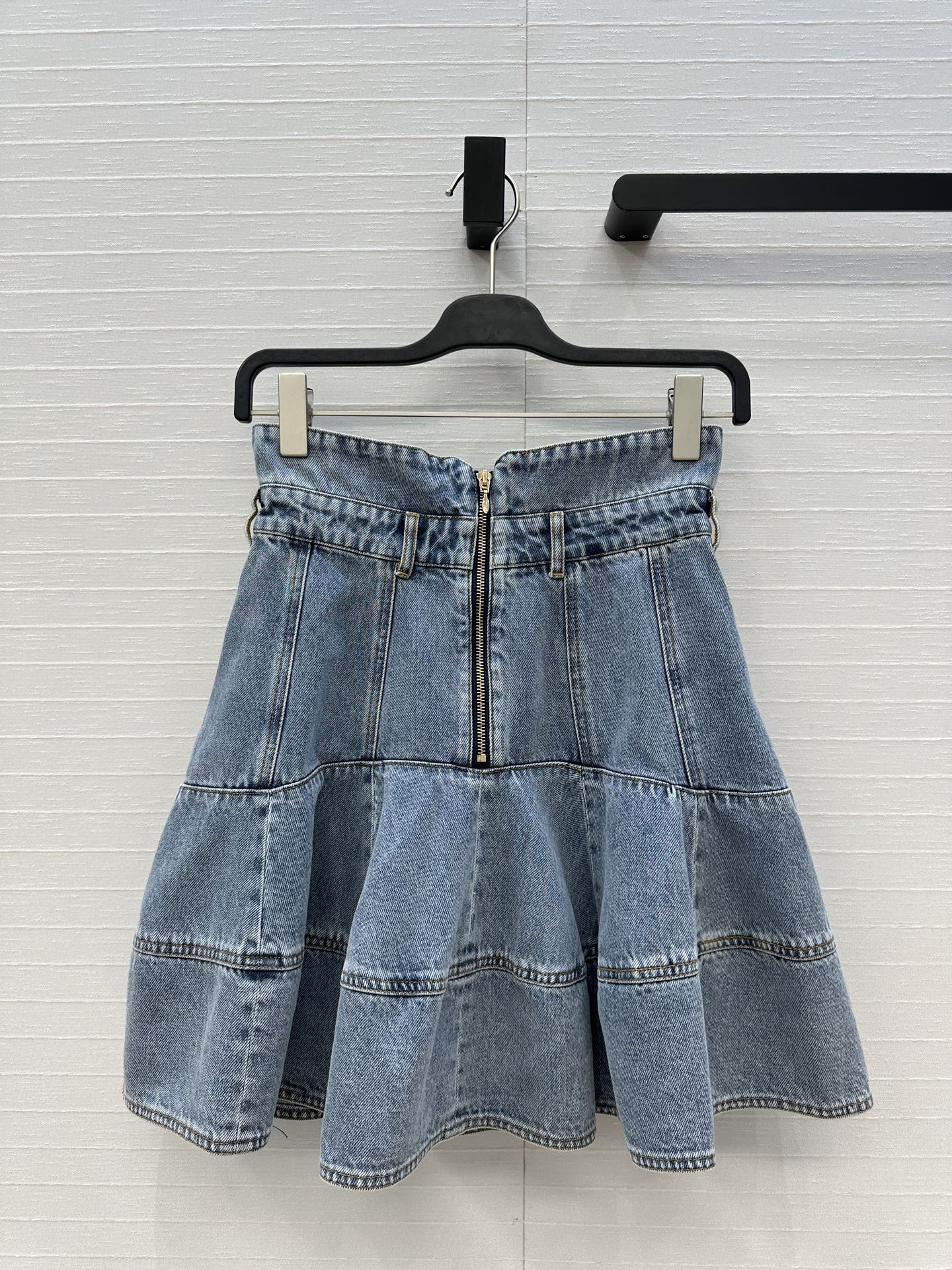 Denim Ruffle Mini Skirt, High Waist A-Line Flared Skirt for Women 8 i1756406987134 9352 0 6