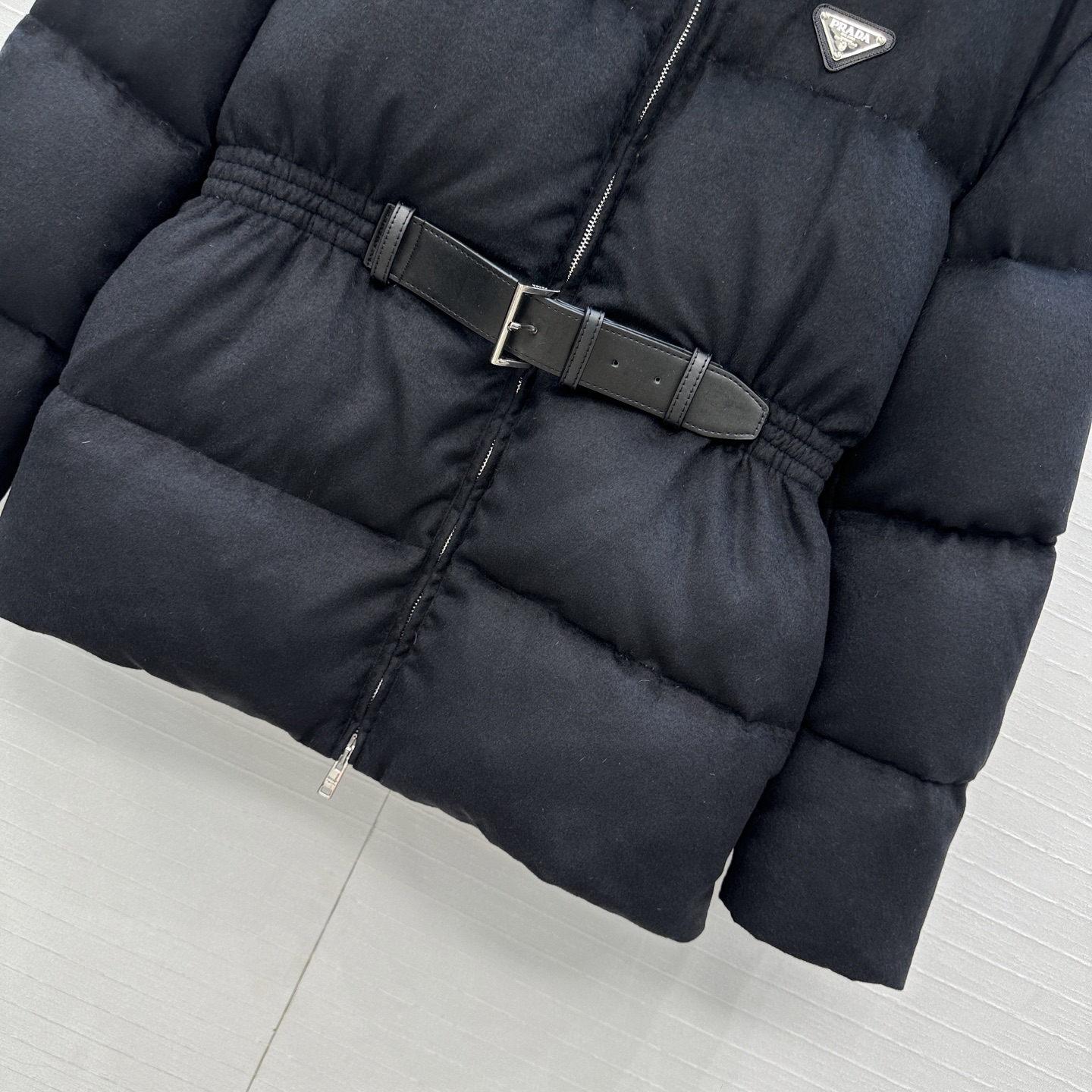 爆单推荐❤️Prad*早秋新品 立领皮带束腰毛呢羽绒服外套！不挑个子的中长款立体剪裁搭扣收腰版型上身时髦