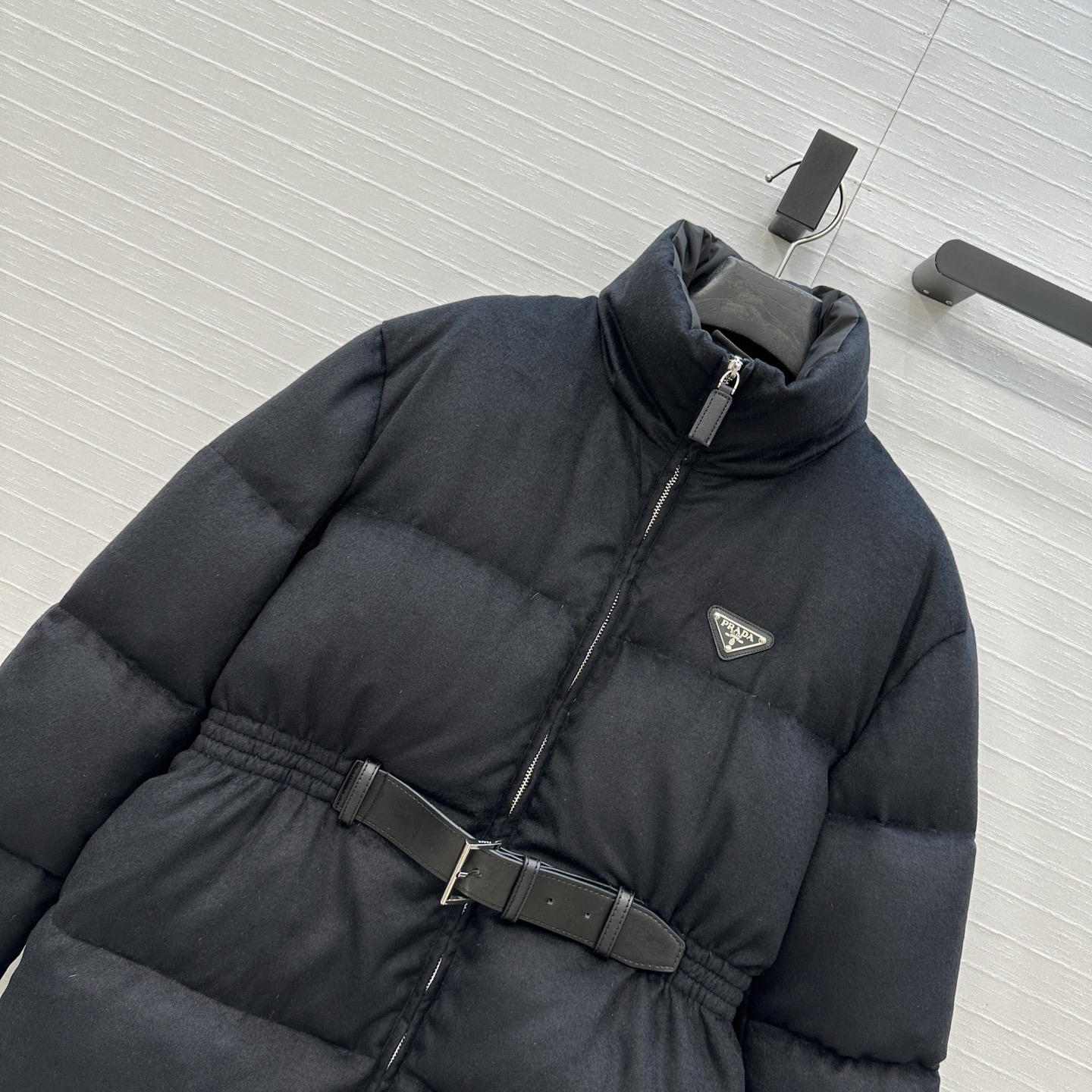 爆单推荐❤️Prad*早秋新品 立领皮带束腰毛呢羽绒服外套！不挑个子的中长款立体剪裁搭扣收腰版型上身时髦