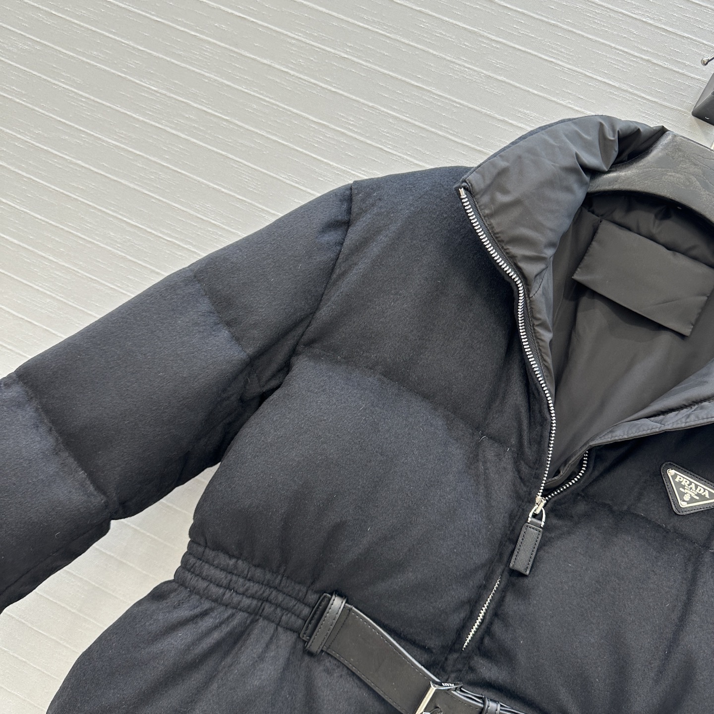 爆单推荐❤️Prad*早秋新品 立领皮带束腰毛呢羽绒服外套！不挑个子的中长款立体剪裁搭扣收腰版型上身时髦