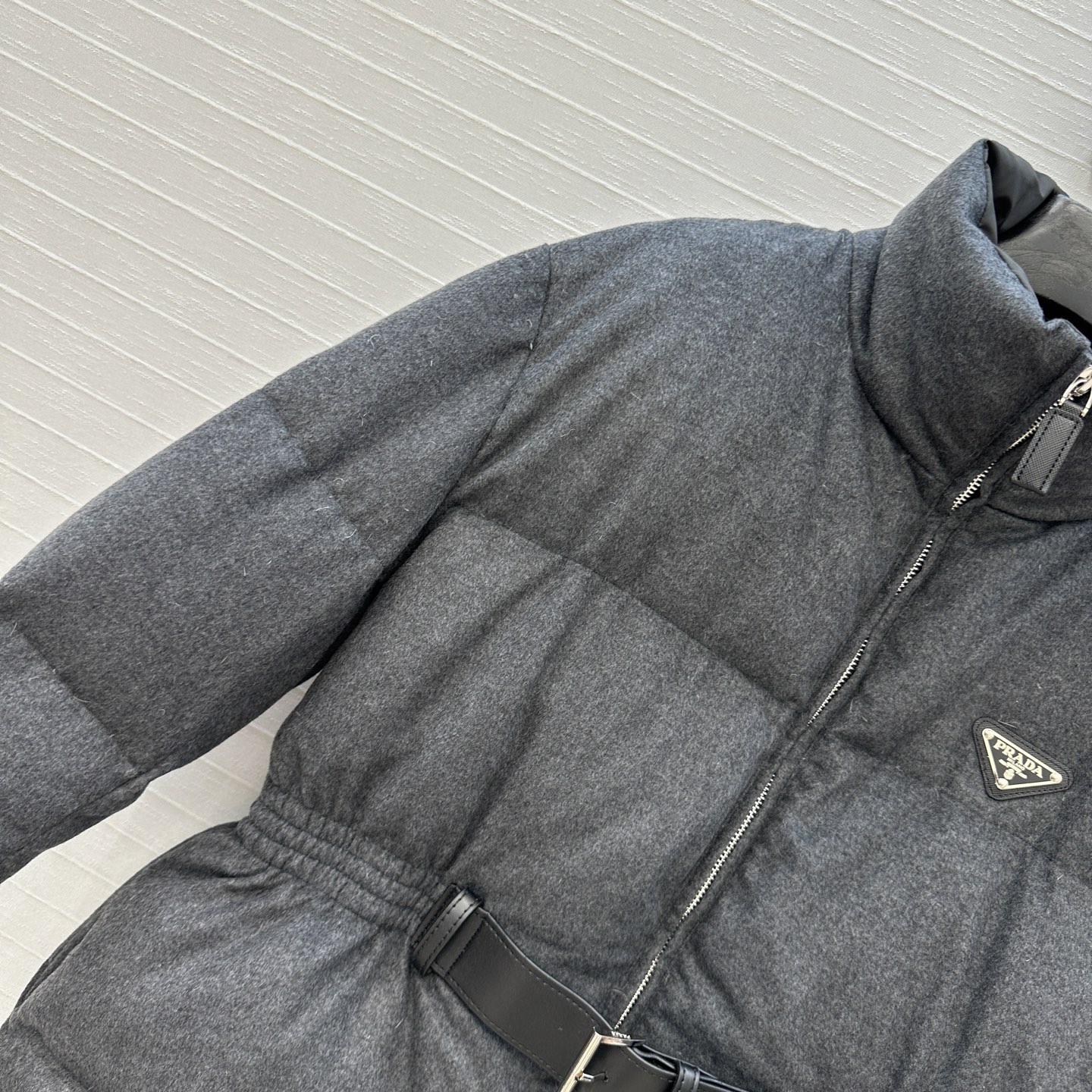 爆单推荐❤️Prad*早秋新品 立领皮带束腰毛呢羽绒服外套！不挑个子的中长款立体剪裁搭扣收腰版型上身时髦