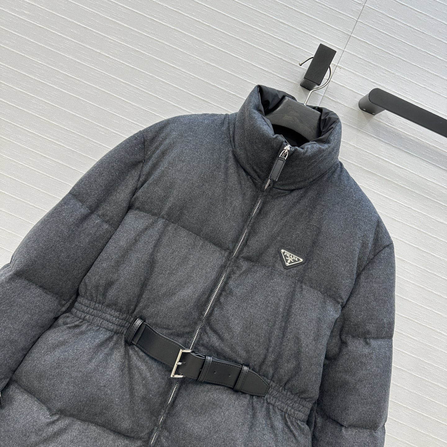 爆单推荐❤️Prad*早秋新品 立领皮带束腰毛呢羽绒服外套！不挑个子的中长款立体剪裁搭扣收腰版型上身时髦