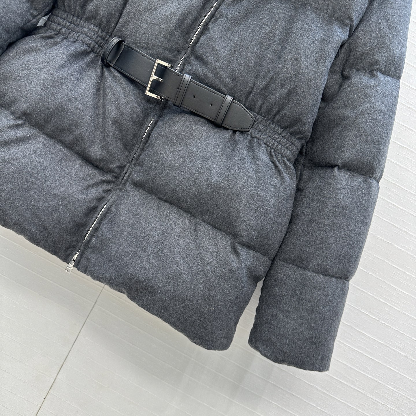 爆单推荐❤️Prad*早秋新品 立领皮带束腰毛呢羽绒服外套！不挑个子的中长款立体剪裁搭扣收腰版型上身时髦