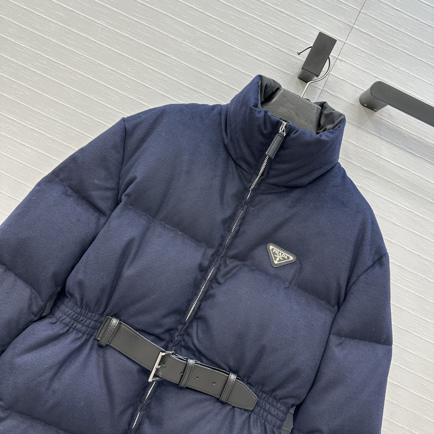 爆单推荐❤️Prad*早秋新品 立领皮带束腰毛呢羽绒服外套！不挑个子的中长款立体剪裁搭扣收腰版型上身时髦