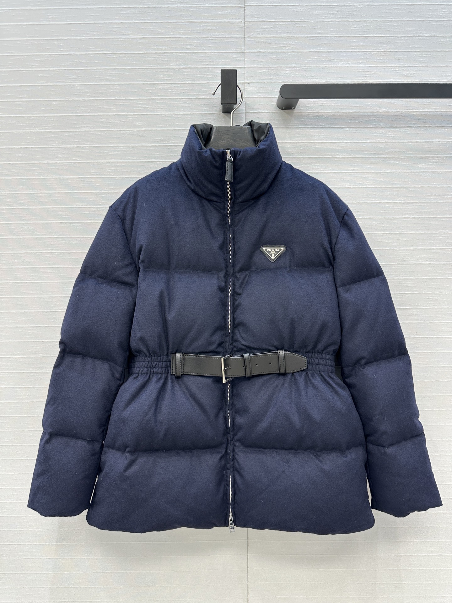 爆单推荐❤️Prad*早秋新品 立领皮带束腰毛呢羽绒服外套！不挑个子的中长款立体剪裁搭扣收腰版型上身时髦