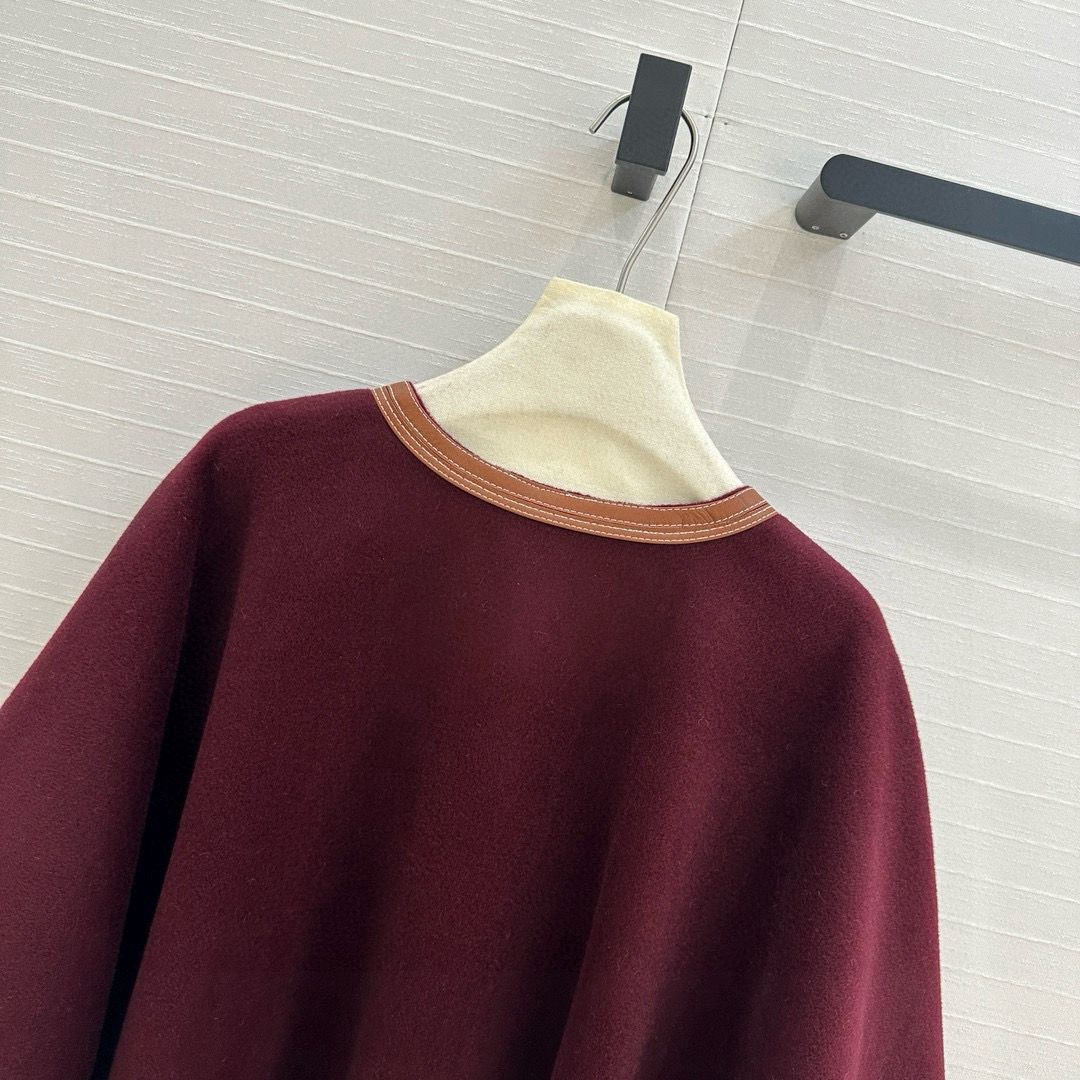 独家首发❤️高端品质！Loro Piana高奢老钱风！重工真皮包边工艺羊绒披肩大围巾斗篷！进口100%绵