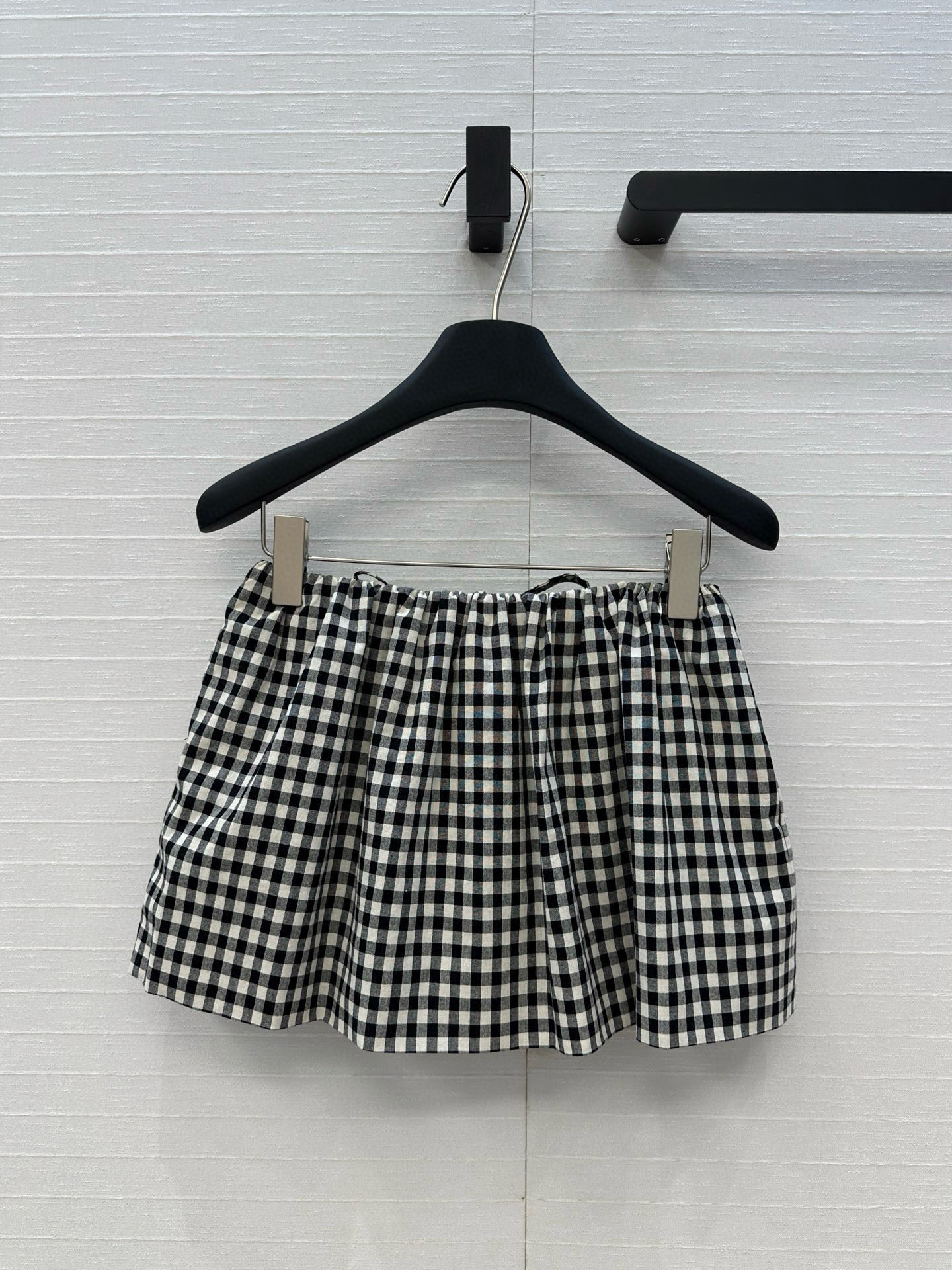 独家首发❤️原单品质，miu系少女系穿搭！知识分子风黑白小格子花苞蓬蓬超短半裙！定制进口纯棉色织面料，抽