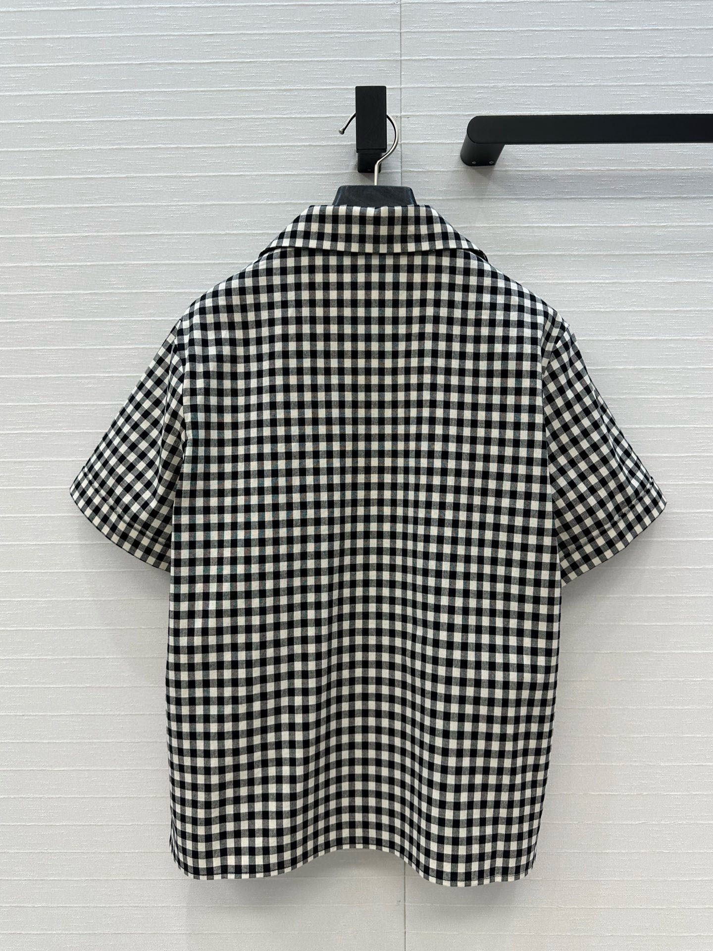 独家首发❤️原单品质，miu系少女系穿搭！知识分子风黑白小格子短袖衬衫！定制进口纯棉色织面料，经典H版型