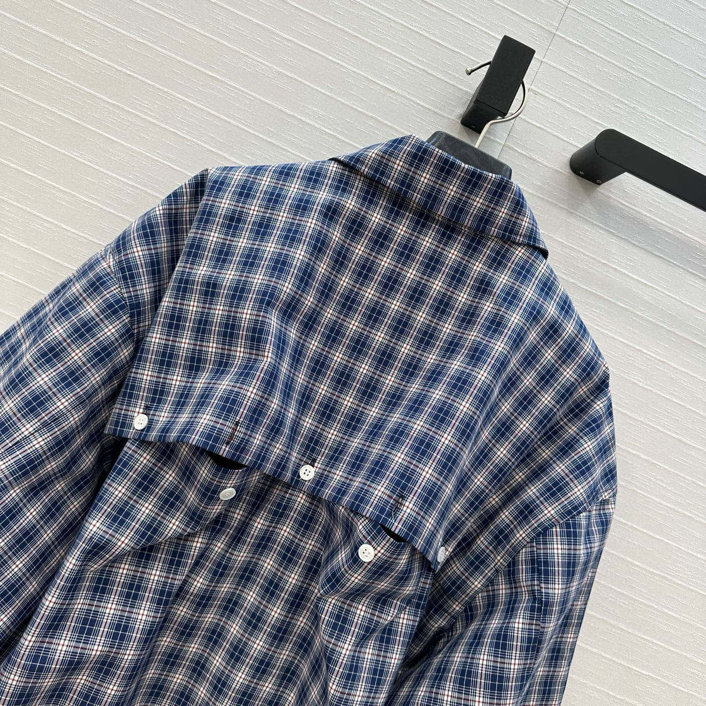 独家首发❤️ 原单品质🌸miu系少女穿搭！L’Été系列蓝调格纹衬式夹克廓形外套！定位刺绣字母logo点