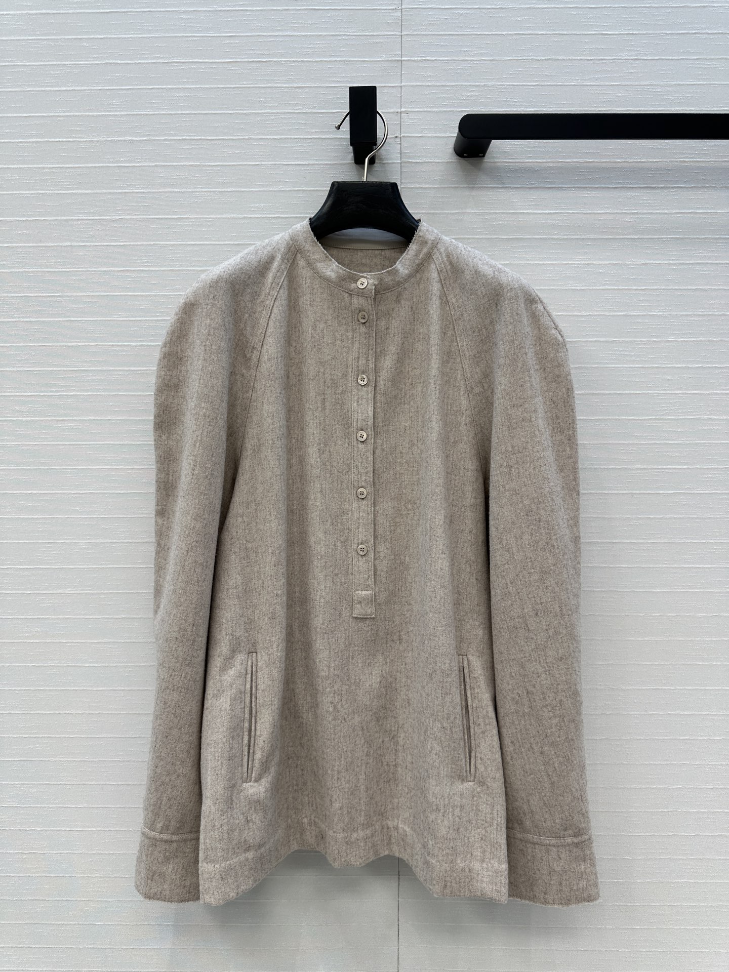 Chemise Femme en Flanelle de Laine Mélangée, Style Intellectuel et Manches Lanternes