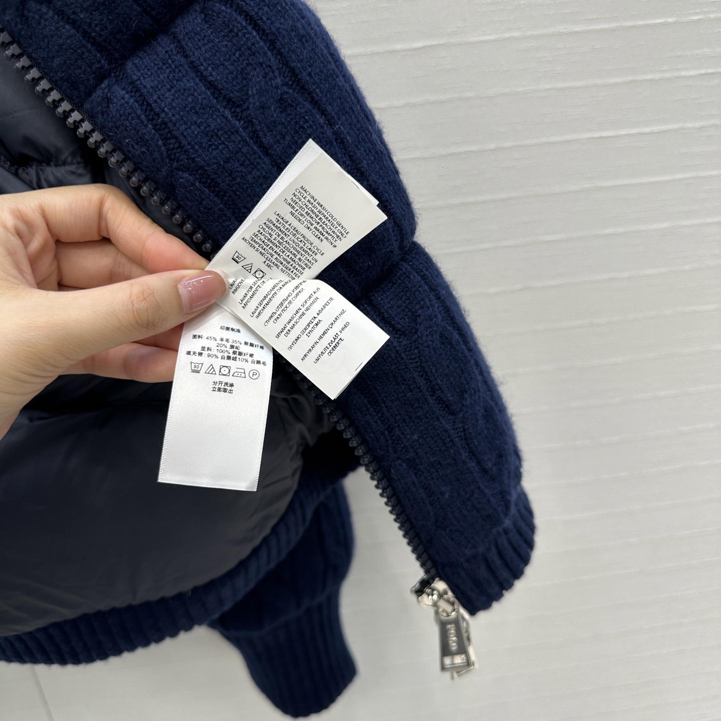 爆单推荐❤️RL拉夫*早秋新品羊毛绞花针织羽绒服外套，代购爆款！标志性徽标刺绣图案，经典立领拉链H版型百